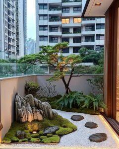 phối màu trong vườn Zen
